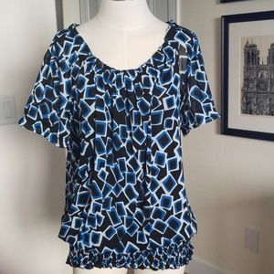 INC International Concepts blue black blouse 1X